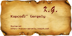 Kopcsó Gergely névjegykártya